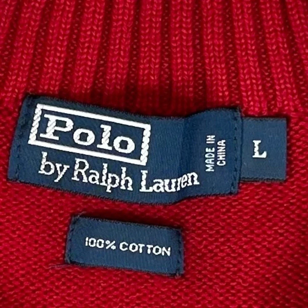 Polo Ralph Lauren Mens Red 100% Cotton Quarter Zip Pullover Sweater Large